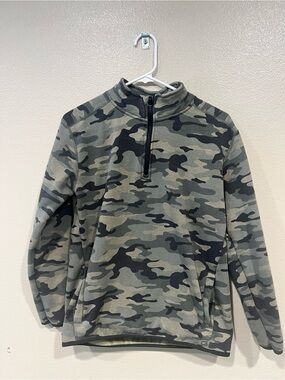 GAP Kids Camo Quarter-Zip Pullover Hoodie - Green, Black, Gray